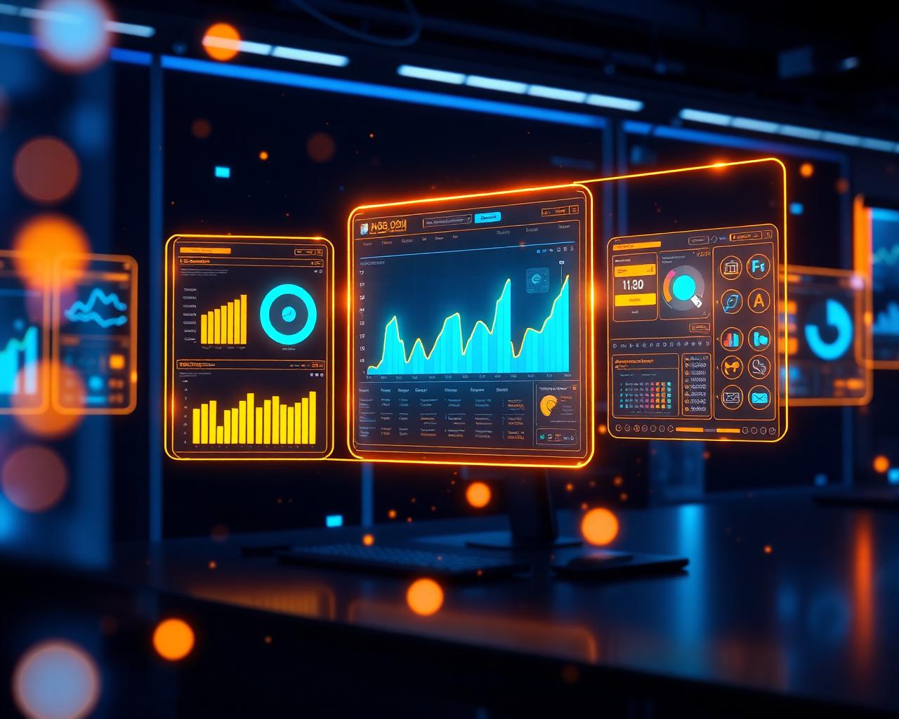 Futuristic Blue Star digital marketing workspace
